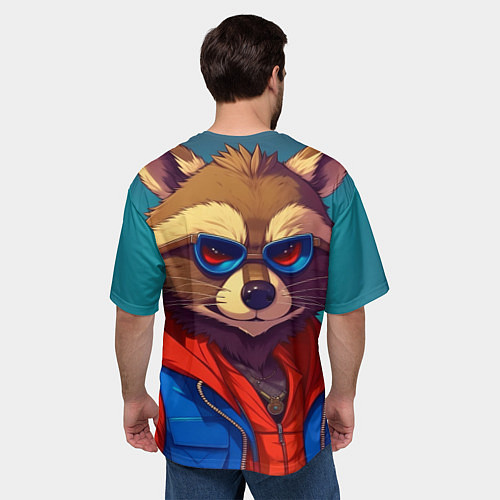 Мужская футболка оверсайз Енот от ai / 3D-принт – фото 4