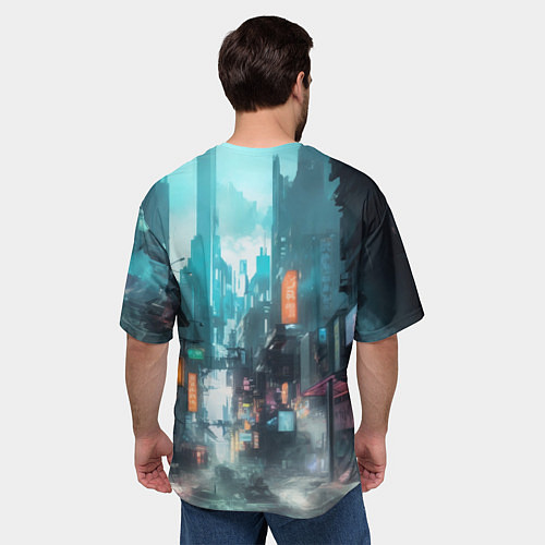 Мужская футболка оверсайз Девушка в плаще с ушками / 3D-принт – фото 4