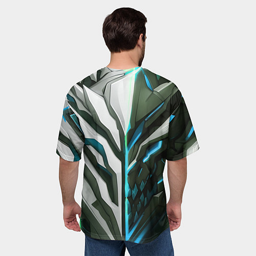 Мужская футболка оверсайз Броня адская и райская синяя / 3D-принт – фото 4