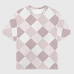 Мужская футболка оверсайз Геометрический светло коричневый узор квадраты