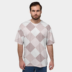 Футболка оверсайз мужская Геометрический светло коричневый узор квадраты, цвет: 3D-принт — фото 2
