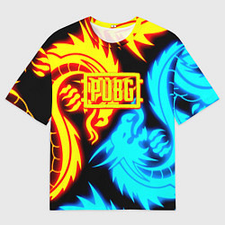 Футболка оверсайз мужская PUBG dgragon flame steel, цвет: 3D-принт
