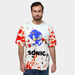 Футболка оверсайз мужская Sonic краски абстрактные, цвет: 3D-принт — фото 2
