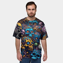 Футболка оверсайз мужская Psy skulls, цвет: 3D-принт — фото 2