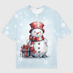 Футболка оверсайз мужская New Years cute snowman, цвет: 3D-принт