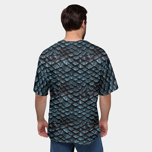 Мужская футболка оверсайз Dragon scale pattern / 3D-принт – фото 4
