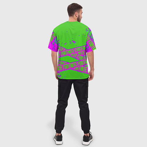Мужская футболка оверсайз Fortnite неоновые краски / 3D-принт – фото 4