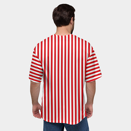 Мужская футболка оверсайз Красная полоса / 3D-принт – фото 4