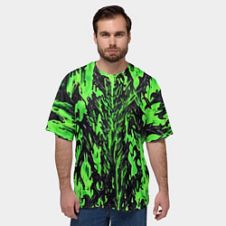 Футболка оверсайз мужская Демонический доспех зелёный, цвет: 3D-принт — фото 2