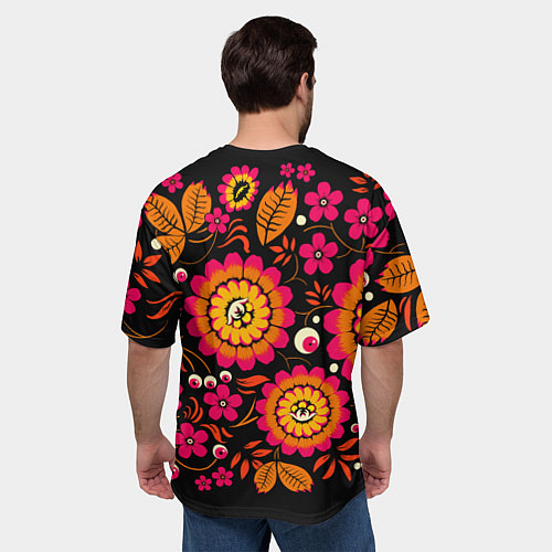 Мужская футболка оверсайз Хохлома параноидальная / 3D-принт – фото 4