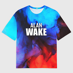 Мужская футболка оверсайз Alan Wake неоновый дым