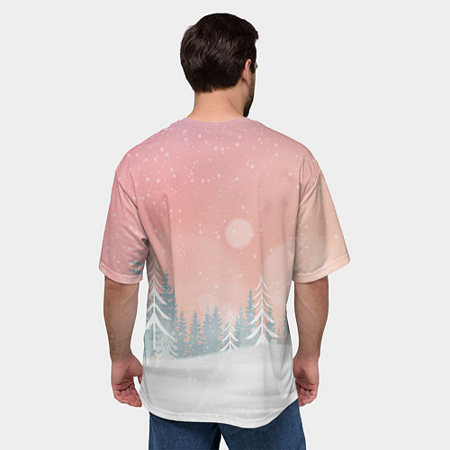 Мужская футболка оверсайз Дракон праздничных огней / 3D-принт – фото 4