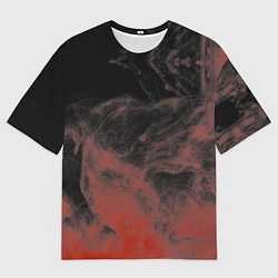 Футболка оверсайз мужская Красный дым на чёрном, цвет: 3D-принт