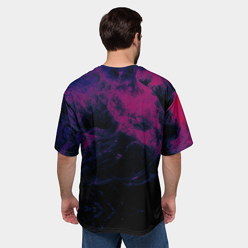Мужская футболка оверсайз Тойота на фоне сиреневого дыма / 3D-принт – фото 4