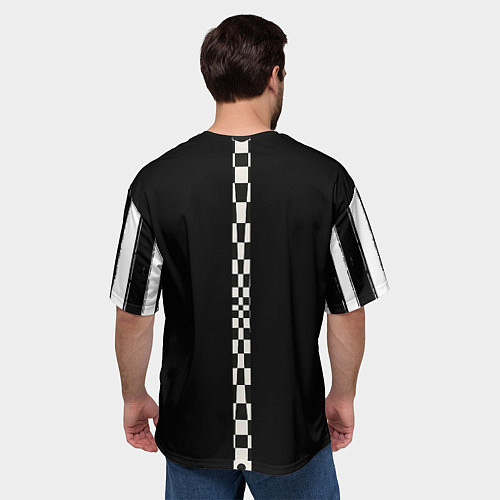 Мужская футболка оверсайз Иллюзия заполненного пространства черный клетка и / 3D-принт – фото 4