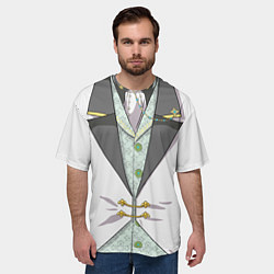 Футболка оверсайз мужская Белый мультяшный фрак с шейным платком, цвет: 3D-принт — фото 2