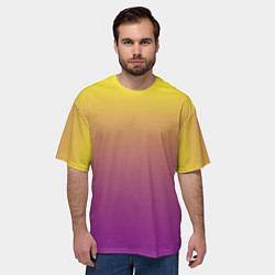 Футболка оверсайз мужская Желто-фиолетовый градиент, цвет: 3D-принт — фото 2