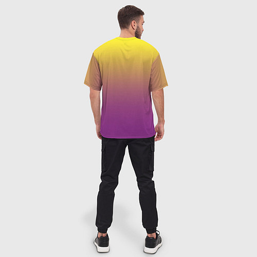 Мужская футболка оверсайз Желто-фиолетовый градиент / 3D-принт – фото 4