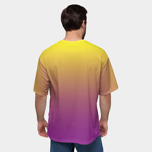 Мужская футболка оверсайз Желто-фиолетовый градиент / 3D-принт – фото 4