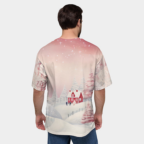 Мужская футболка оверсайз Снежное сияние ночи / 3D-принт – фото 4
