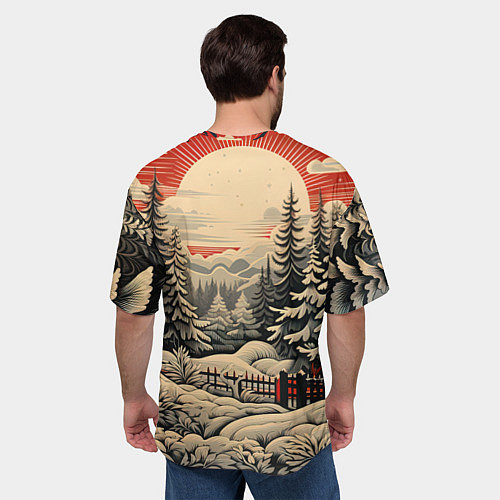 Мужская футболка оверсайз Блеск снежинок новогодний стиль / 3D-принт – фото 4