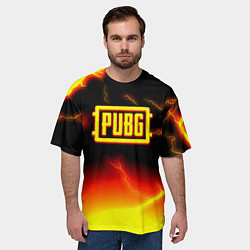 Футболка оверсайз мужская PUBG огненный шторм из молний, цвет: 3D-принт — фото 2
