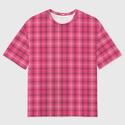 Мужская футболка оверсайз Розовая клетка классическая