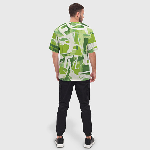 Мужская футболка оверсайз Белая и зеленая краска / 3D-принт – фото 4