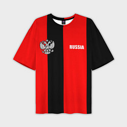 Футболка оверсайз мужская Красный и черный - герб РФ, цвет: 3D-принт