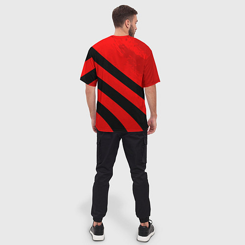 Мужская футболка оверсайз Ливерпуль - красные полосы / 3D-принт – фото 4