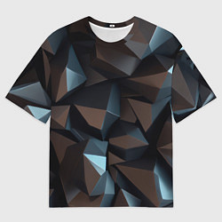 Футболка оверсайз мужская Черная геометрическая абстракция - объемные грани, цвет: 3D-принт