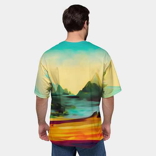 Мужская футболка оверсайз Нейросеть - Мона Лиза в стиле Pixar / 3D-принт – фото 4