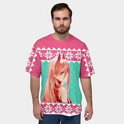 Футболка оверсайз мужская Новогодний свитер Пауэр, цвет: 3D-принт — фото 2