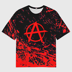 Футболка оверсайз мужская Анархия красные абстрактные краски, цвет: 3D-принт