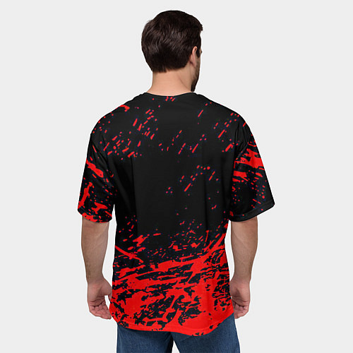 Мужская футболка оверсайз Анархия красные абстрактные краски / 3D-принт – фото 4
