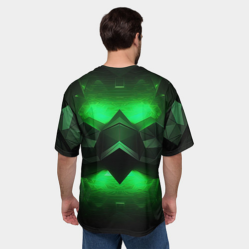 Мужская футболка оверсайз Абстрактное царство зелени / 3D-принт – фото 4