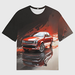 Футболка оверсайз мужская Автомобиль на абстрактном фоне, цвет: 3D-принт