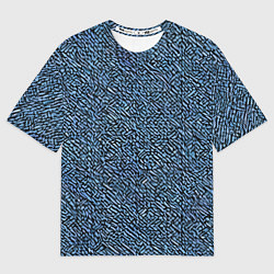 Мужская футболка оверсайз Чёрные и синие мазки