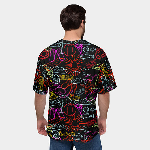 Мужская футболка оверсайз Beach pattern / 3D-принт – фото 4