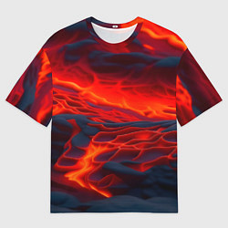 Футболка оверсайз мужская Текущая магма, цвет: 3D-принт
