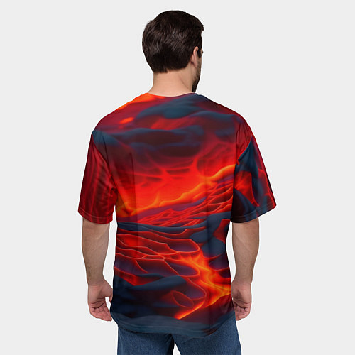 Мужская футболка оверсайз Текущая магма / 3D-принт – фото 4