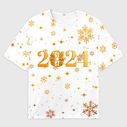 Мужская футболка оверсайз Новый 2024 год - золотой