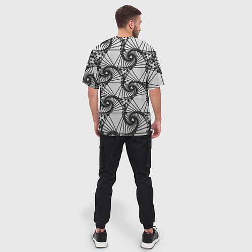 Мужская футболка оверсайз Треугольник и линии / 3D-принт – фото 4