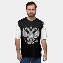 Футболка оверсайз мужская Герб РФ белые краски, цвет: 3D-принт — фото 2