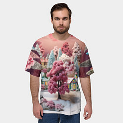 Футболка оверсайз мужская Зимний закат новый год, цвет: 3D-принт — фото 2