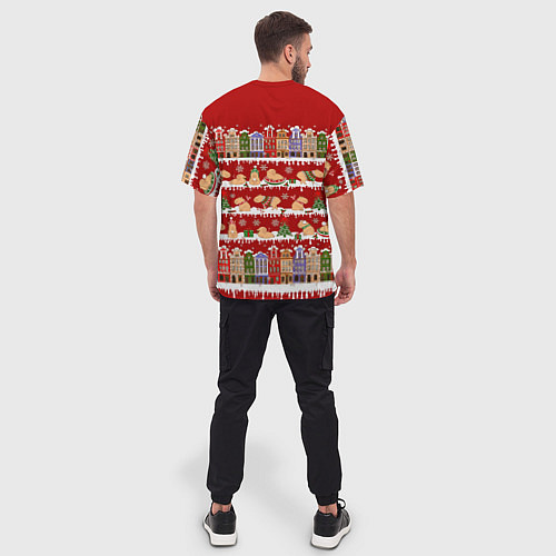 Мужская футболка оверсайз Капибара на Новый год / 3D-принт – фото 4