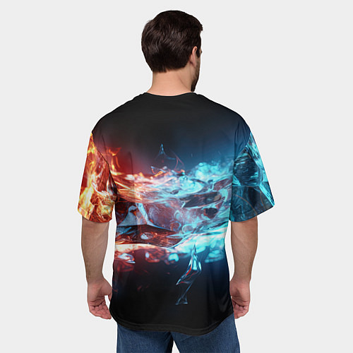 Мужская футболка оверсайз Лед и пламя абстракция / 3D-принт – фото 4