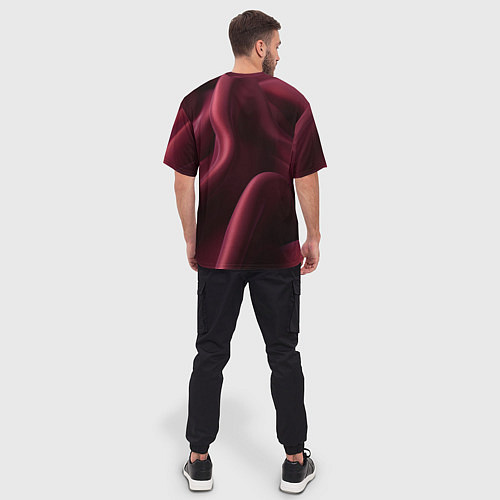 Мужская футболка оверсайз Бордовый шелк / 3D-принт – фото 4