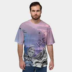 Футболка оверсайз мужская Lil Peep ангел рисунок, цвет: 3D-принт — фото 2