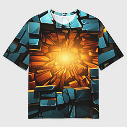 Мужская футболка оверсайз Геометрическая огненная яма иллюзия